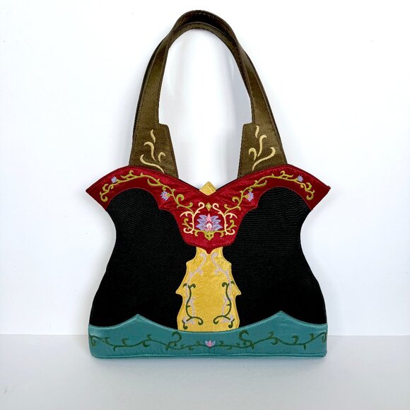 HOLD for Sandy: Whimsical Art Nouveau Silk & Embroidered Floral Handbag by Oovoo - Picture 2 of 12